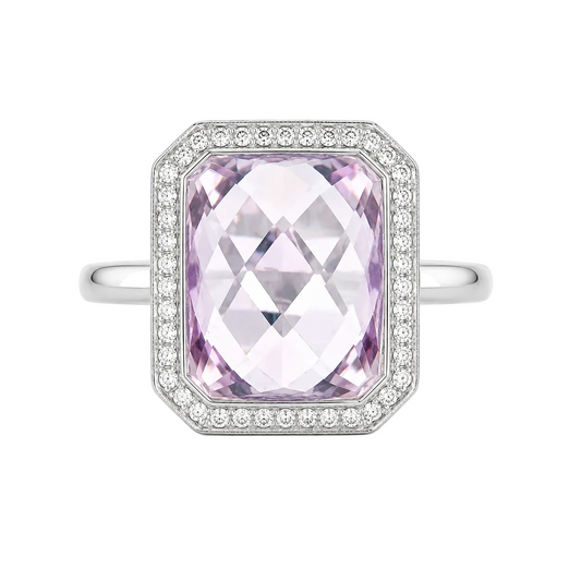 Pink Amethyst & Diamond Ring