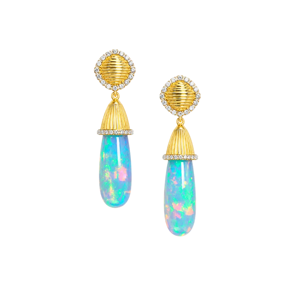Ethiopian Opal & Diamond Earrings