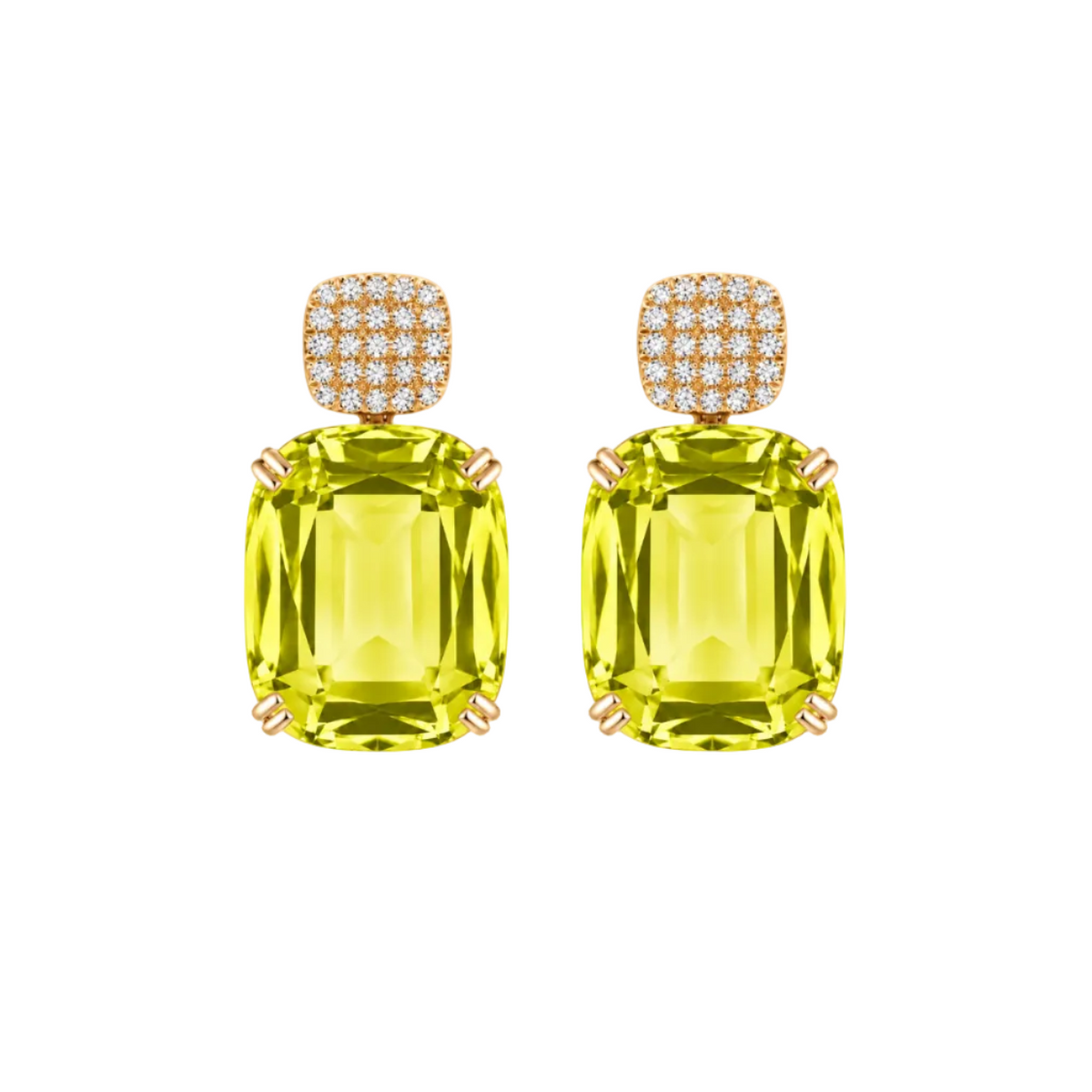 Lemon Quartz & Diamond Earrings