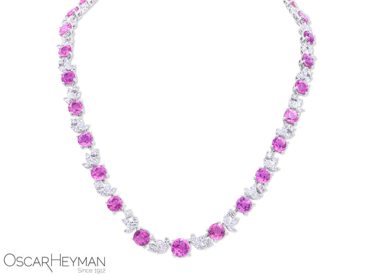 Platinum Pink Sapphire Diamond Necklace