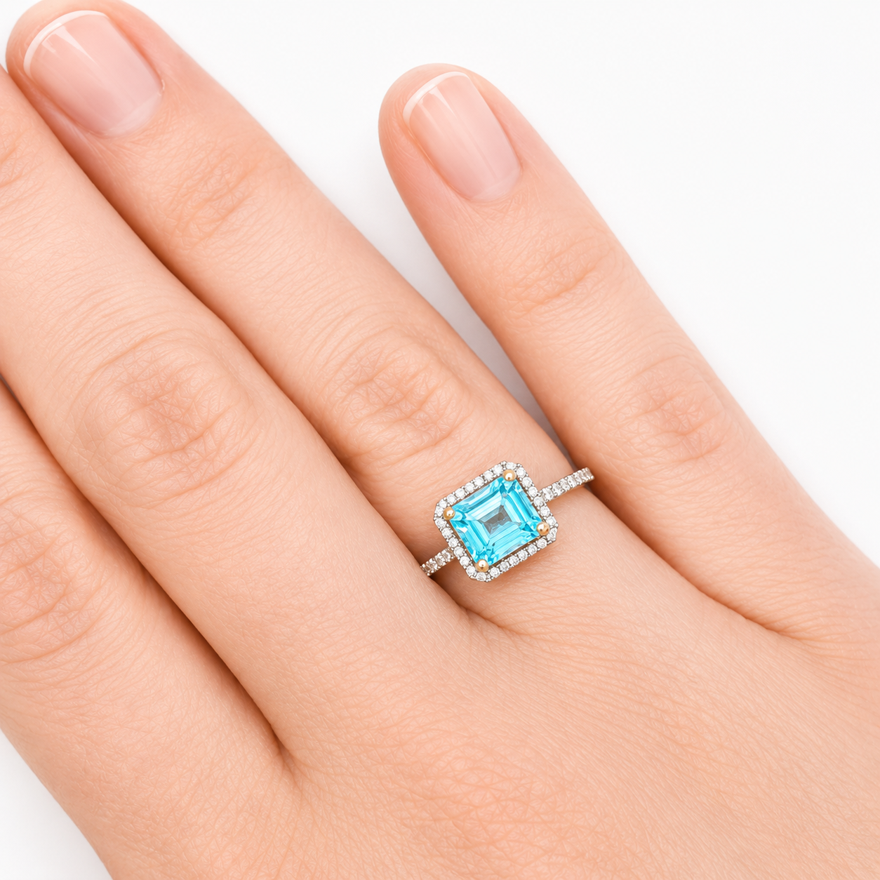 Blue Topaz & Diamond Ring