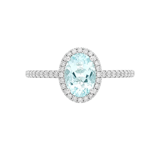 Oval Aquamarine & Diamond Ring