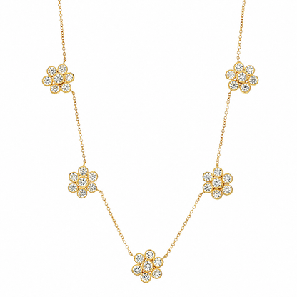 Diamond Flower Station Necklace