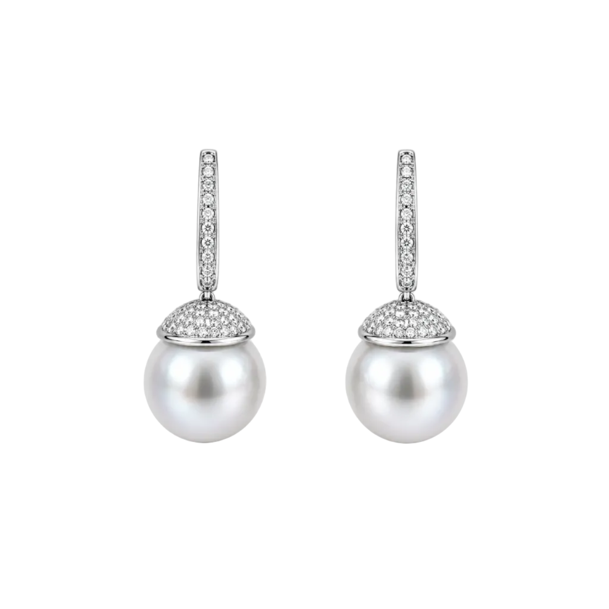 South Sea Pearl & Pave Diamond Drop Earrings