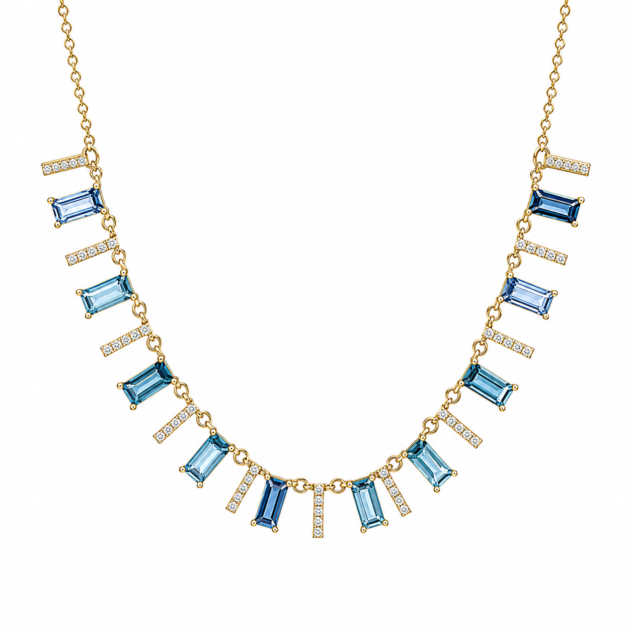 Blue Sapphire and Diamond Necklace