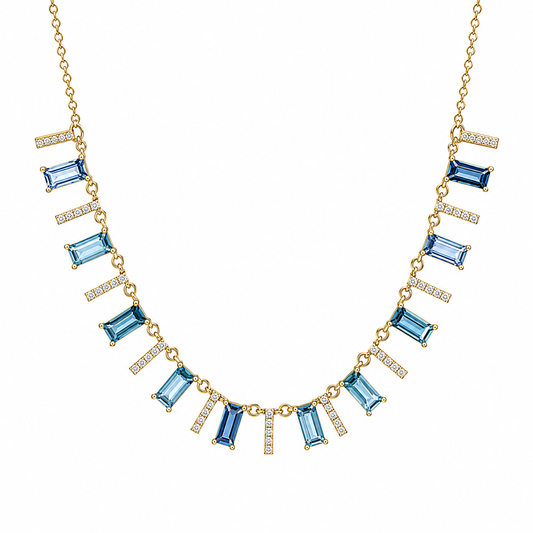 Blue Sapphire and Diamond Necklace