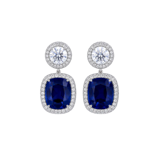 Blue Sapphire & Diamond Earring