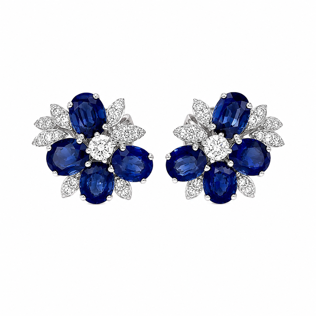 Blue Sapphire & Diamond Earring