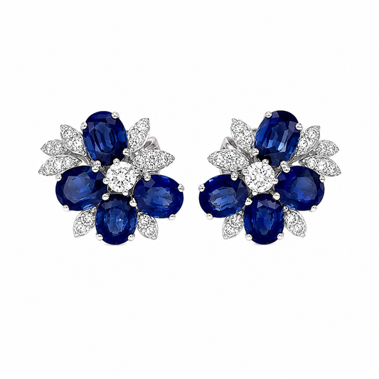 Blue Sapphire & Diamond Earring