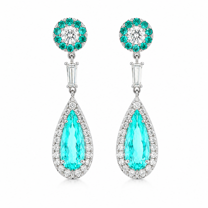 Parariba Tourmaline & Diamond Dangle Earring
