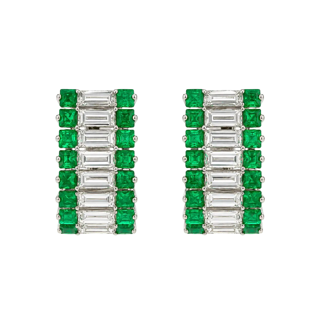 Emerald & Diamond Hoop Earrings