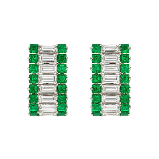 Emerald & Diamond Hoop Earrings