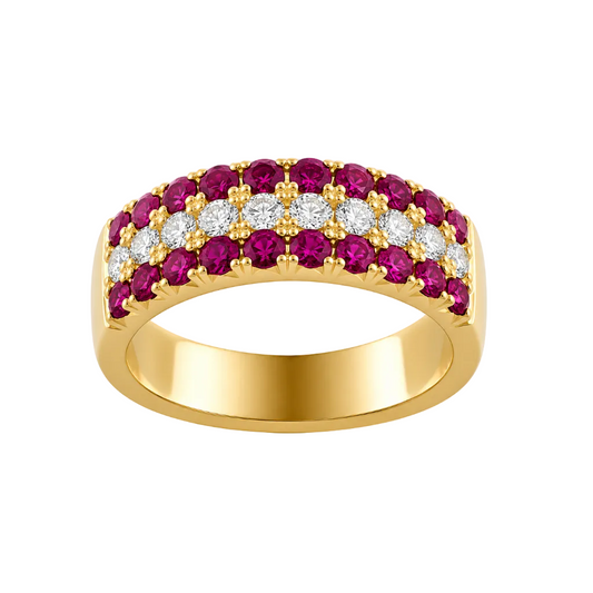 Ruby & Diamond 3-Row Band