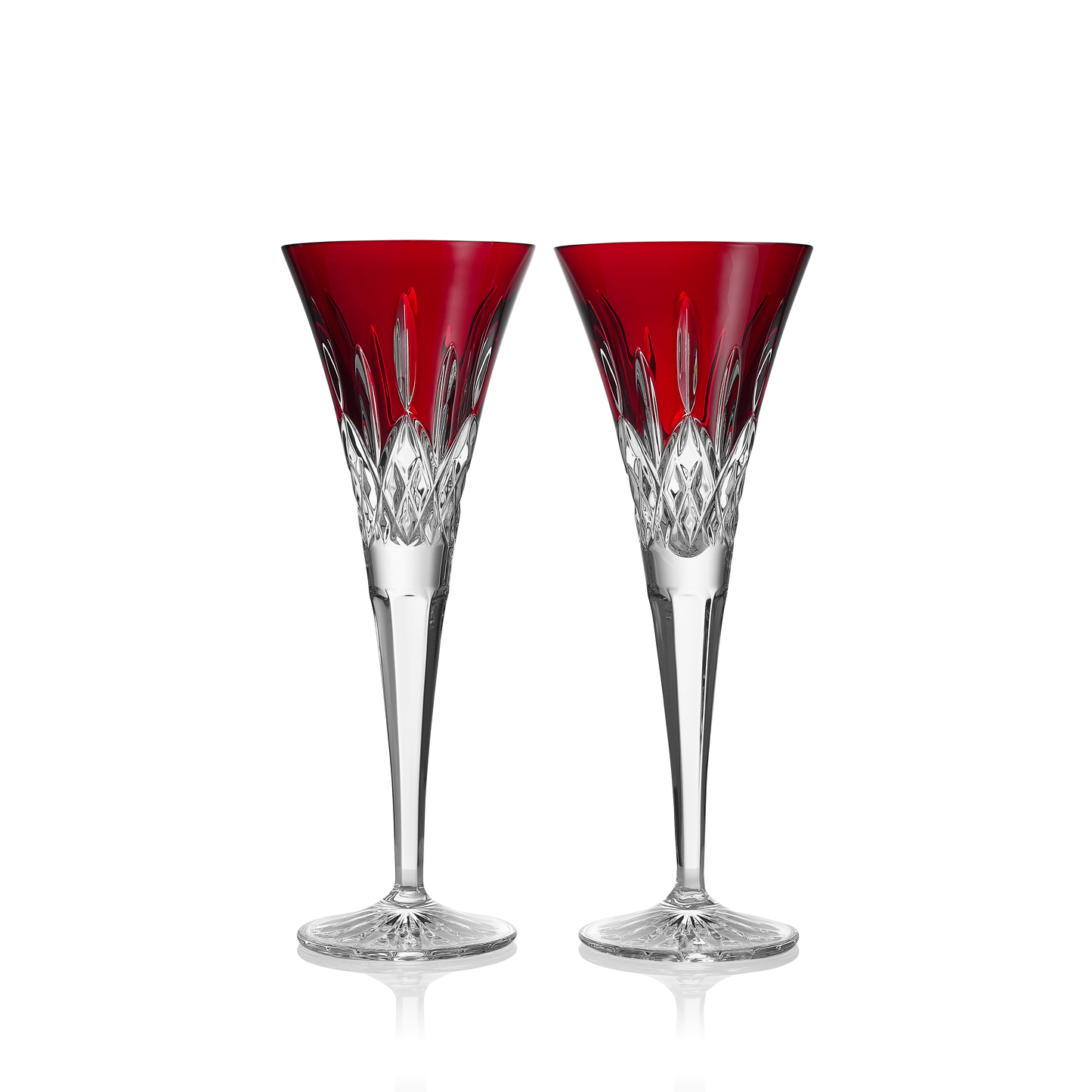 Lismore Red Toasting Flutes 5.5 oz