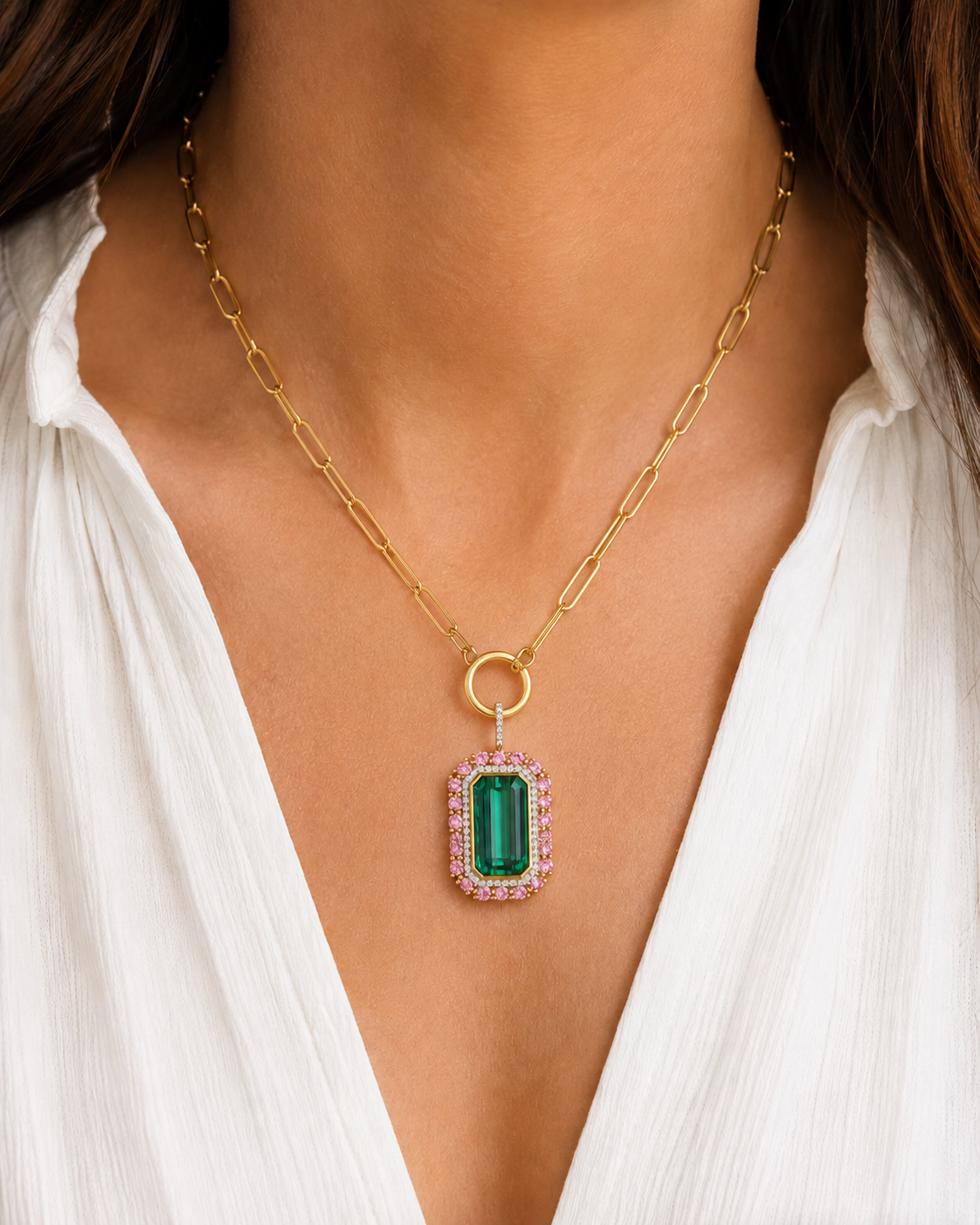 Green & Pink Tourmaline Pendant