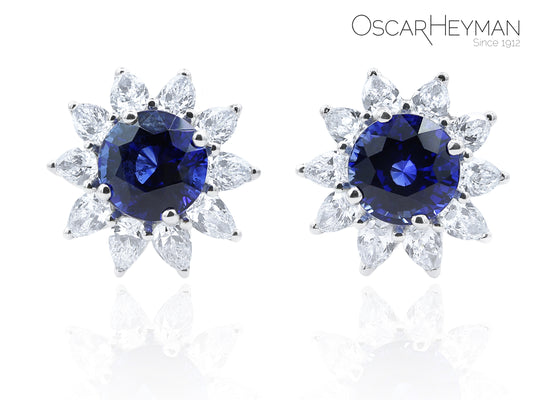 Platinum Sapphire Diamond Earrings