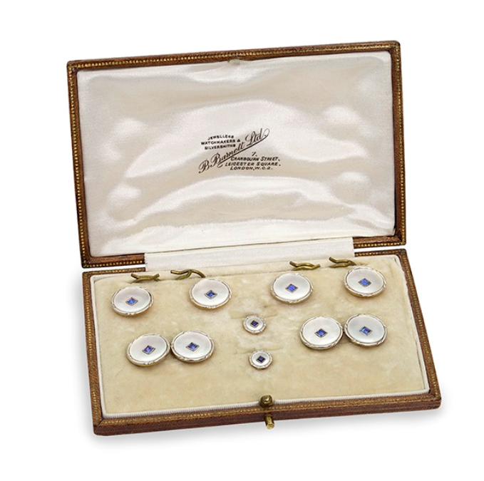 Blue Sapphire & Mother-Of-Pearl Shirt Stud Set