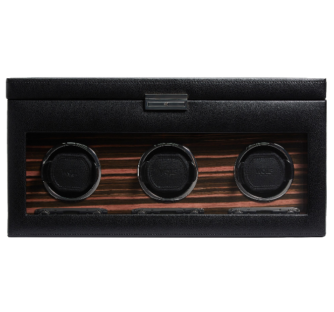 Black Roadster Triple Watch Winder with Storage