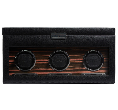 Black Roadster Triple Watch Winder with Storage