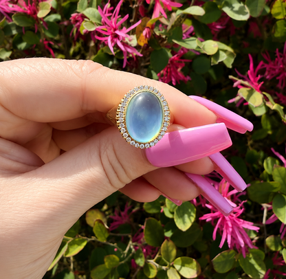 Aquamarine & Diamond Ring