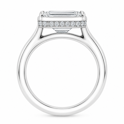 Bezel/Prong Emerald Cut Solitaire With Hidden Halo