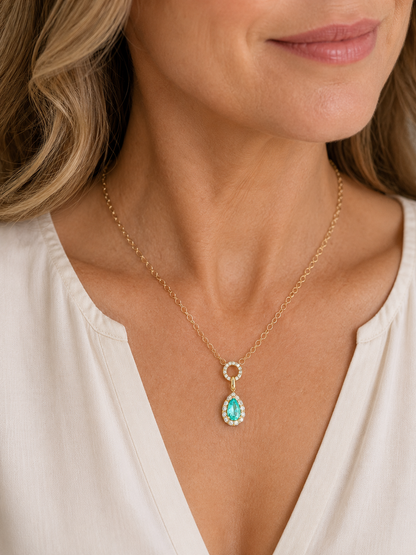 Mozambique Paraiba Tourmaline & Diamond Necklace