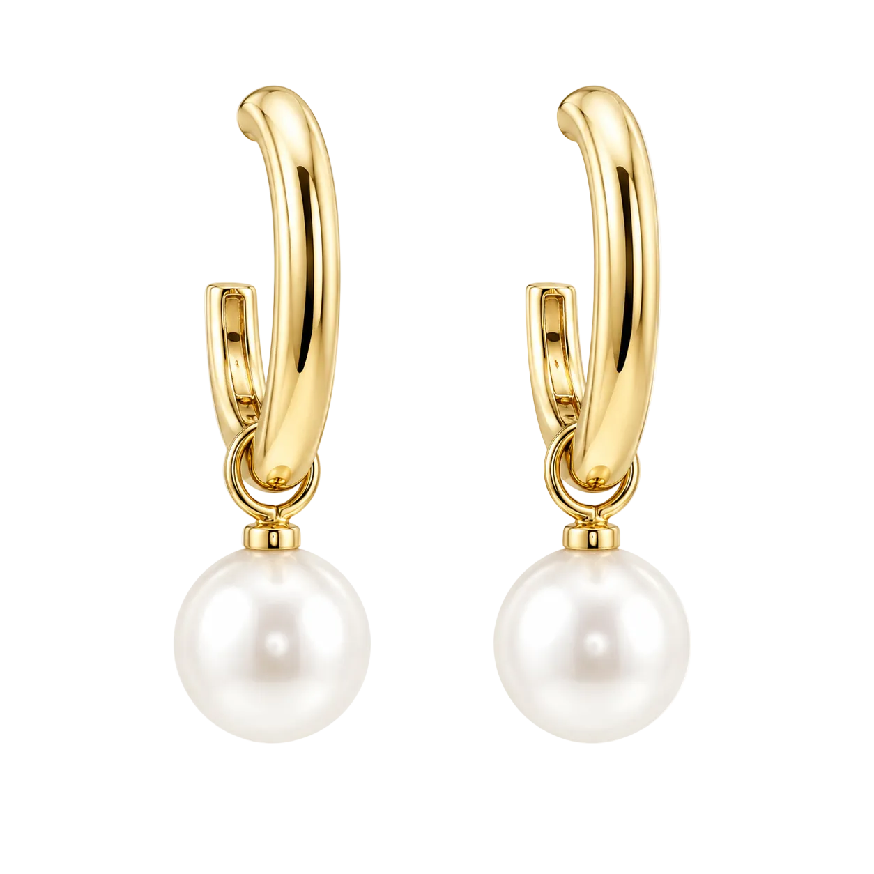 Gold South Sea Pearl Charm Hoops