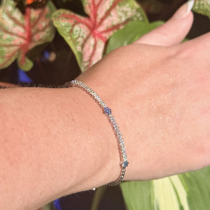 Blue Sapphire & Diamond Pickleball Bracelet