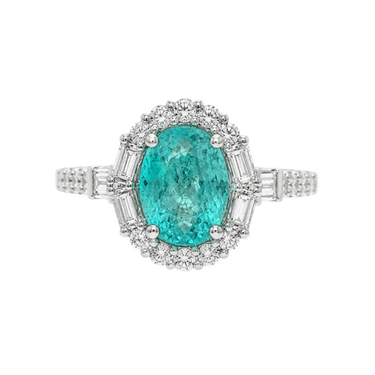 Oval Paraiba Tourmaline & Diamond Ring