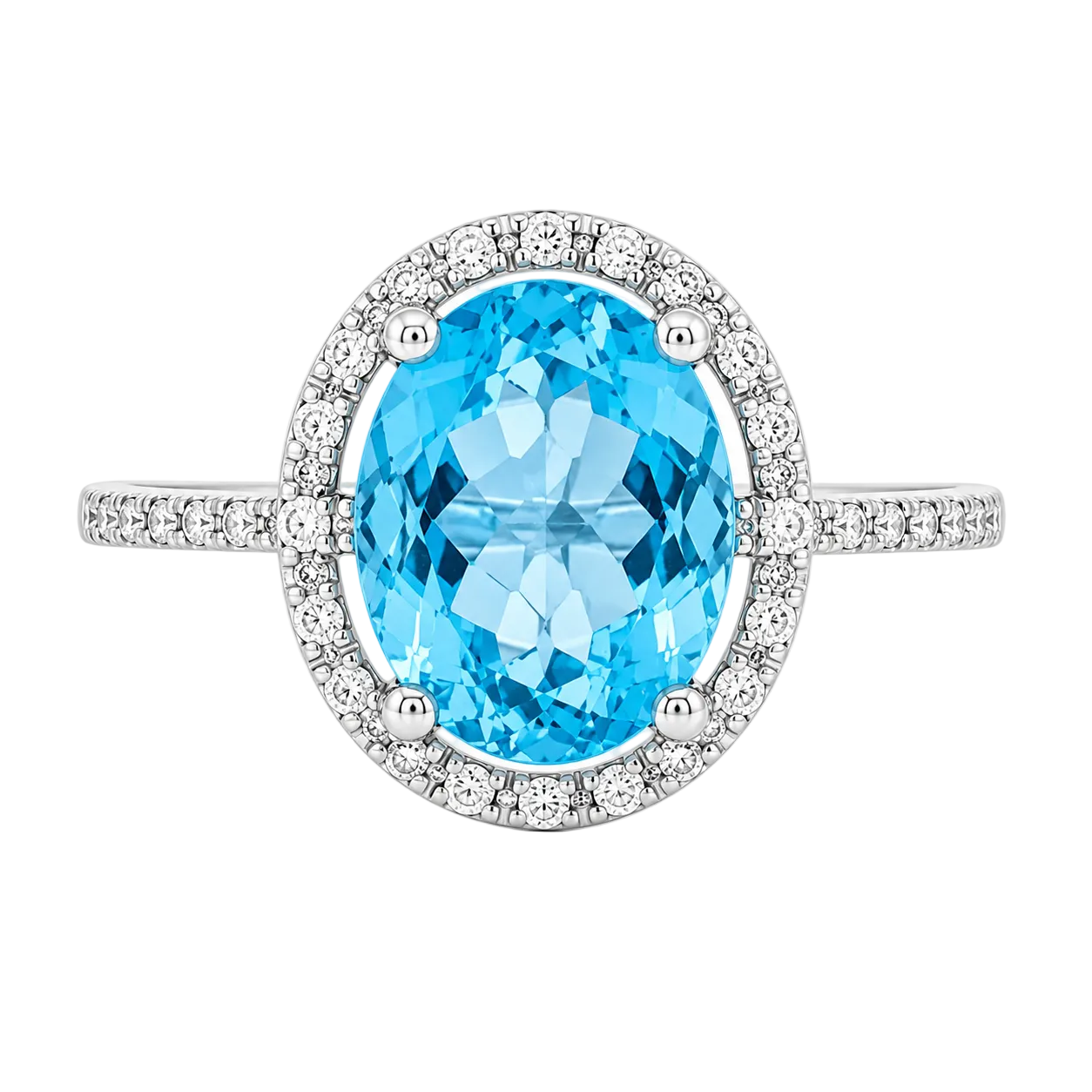 Oval Blue Topaz & Diamond Ring