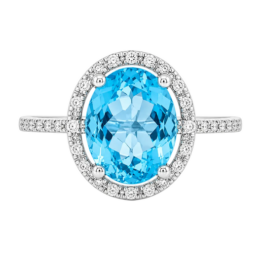 Oval Blue Topaz & Diamond Ring
