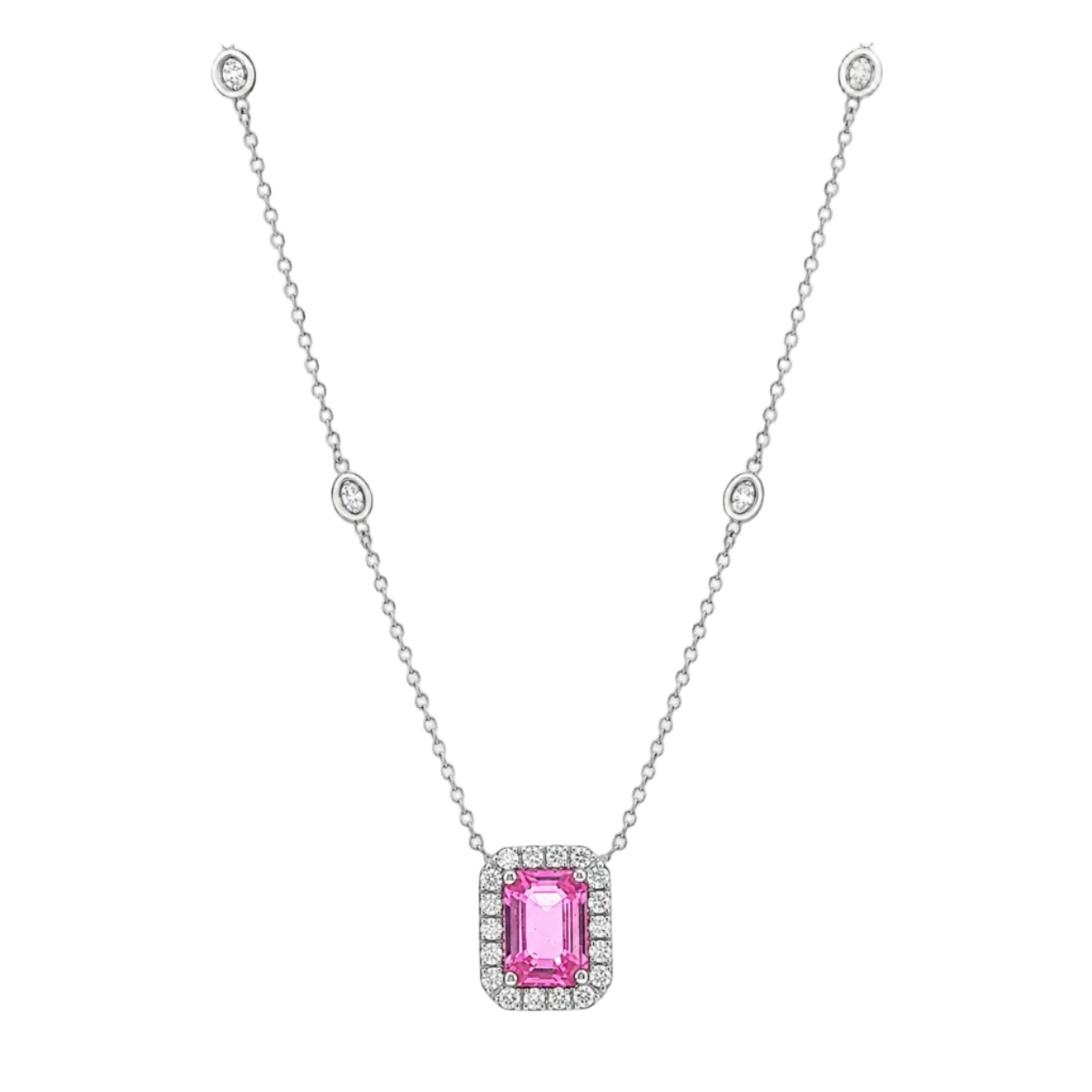 Pink Sapphire & Diamond Necklace