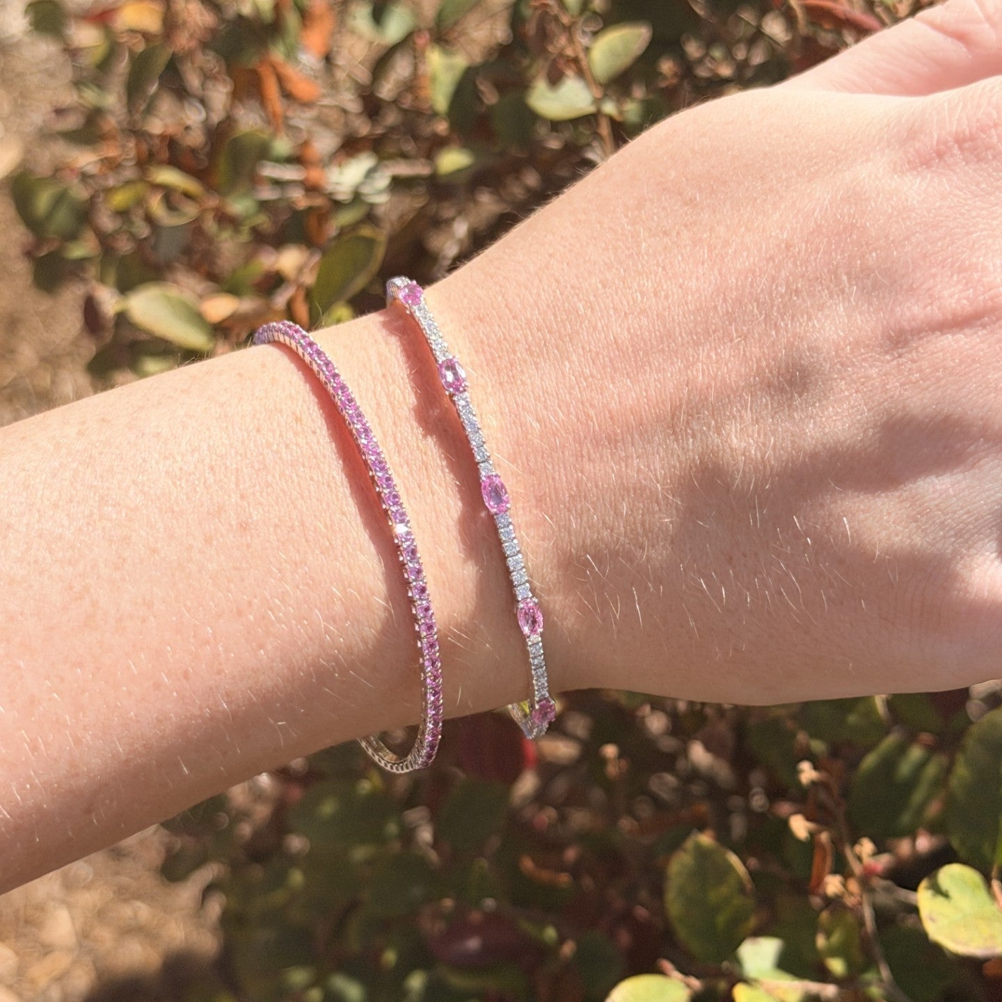 Pink Sapphire & Diamond Pickleball Bracelet