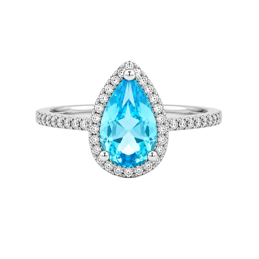 Blue Topaz & Diamond Ring