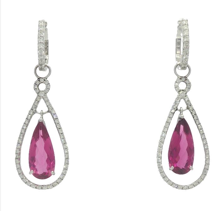 Pink Tourmaline & Diamond Earrings