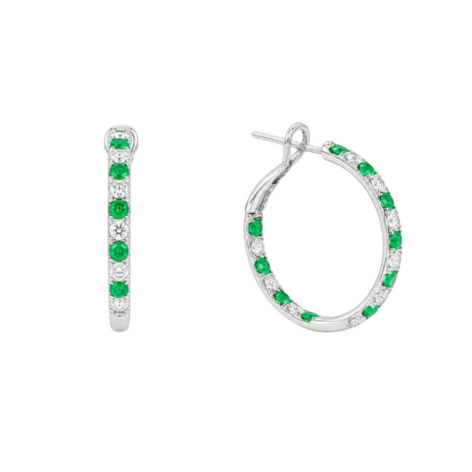 Emerald & Diamond Hoop Earrings
