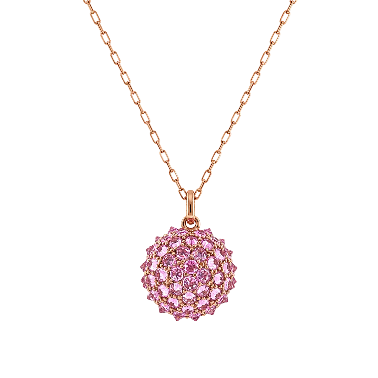 Round Pink Sapphire Necklace