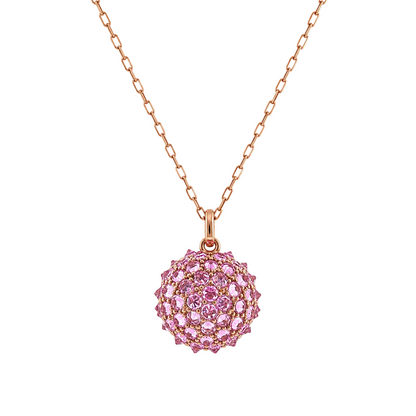 Round Pink Sapphire Necklace