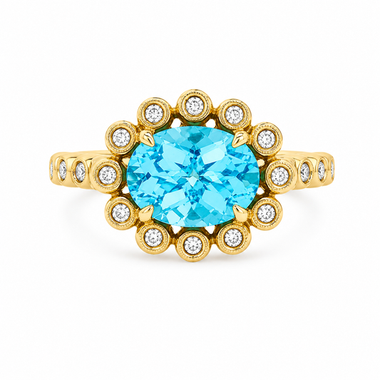 Blue Topaz & Diamond Ring