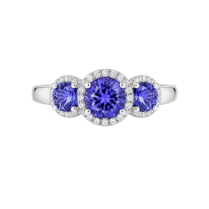 Tanzanite & Diamond 3 Stone Ring