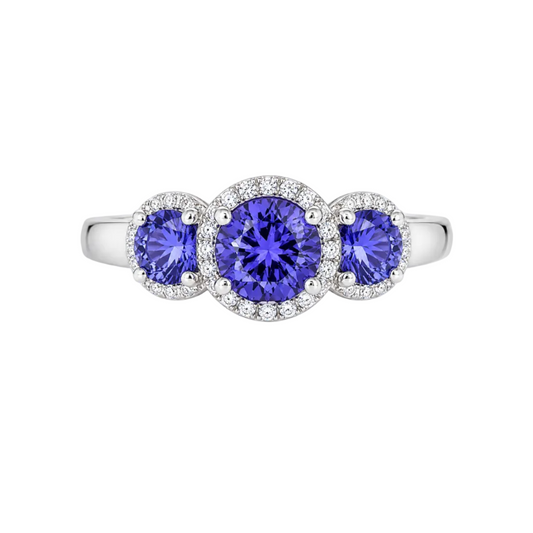 Tanzanite & Diamond 3 Stone Ring