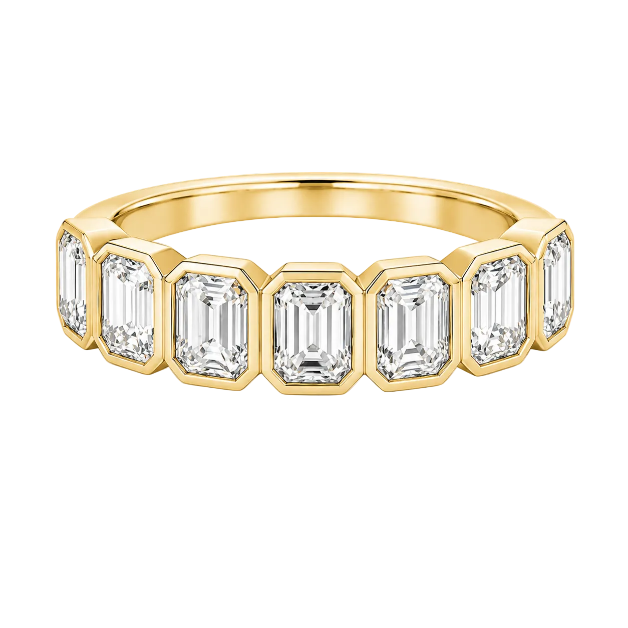 Diamond Emerald Cut Bezel Set Band
