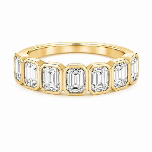 Diamond Emerald Cut Bezel Set Band