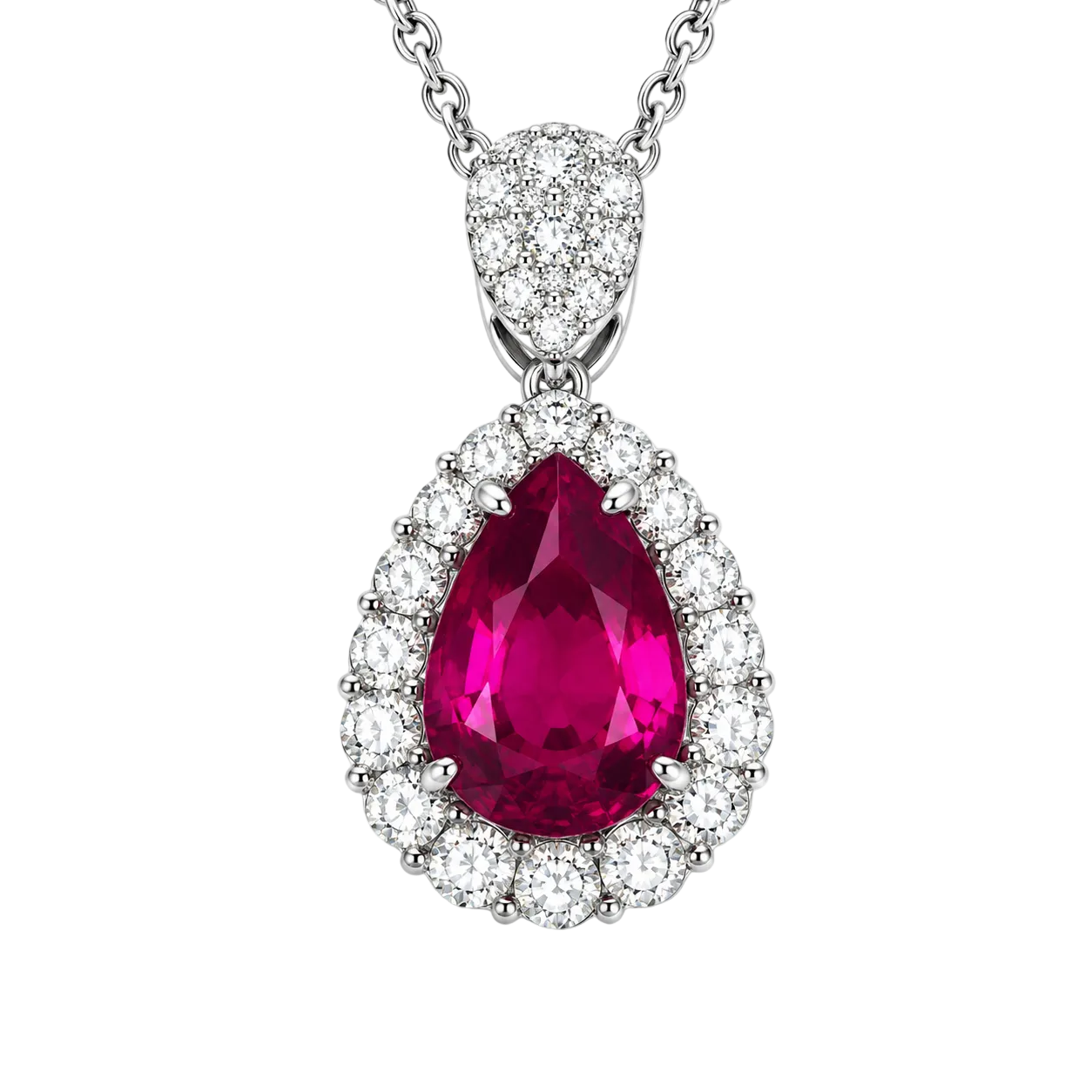 Ruby & Diamond Pear Shape Pendant
