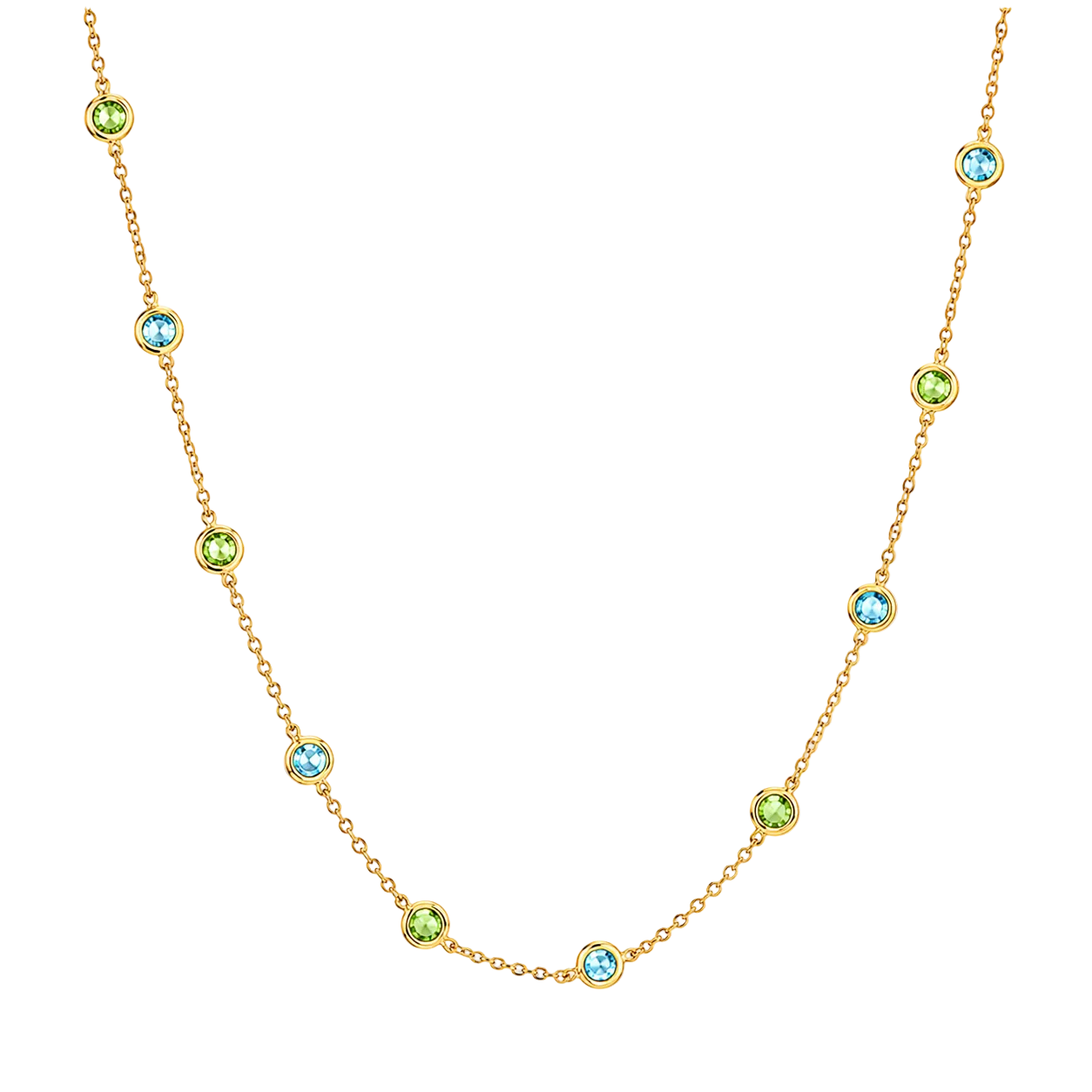 Swiss Blue Topaz & Green Tsavorite Necklace