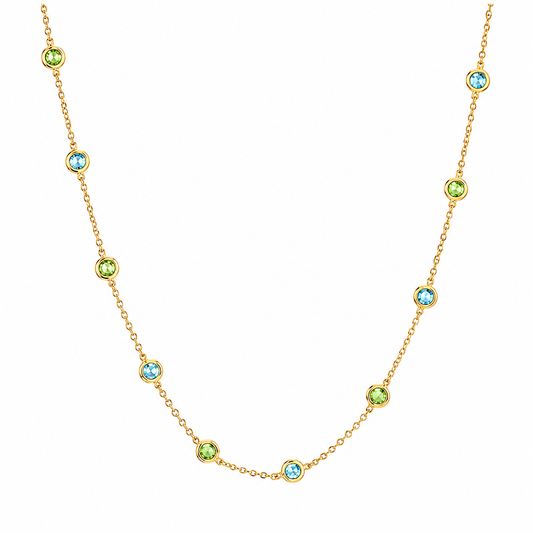 Swiss Blue Topaz & Green Tsavorite Necklace