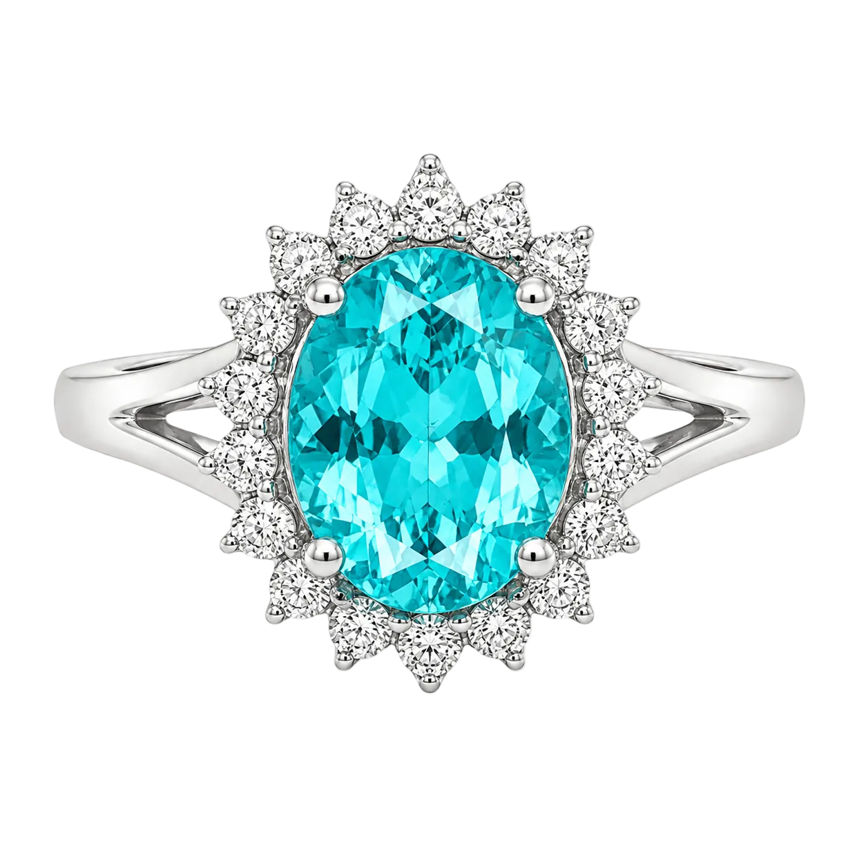 Oval Blue Apatite & Diamond Ring