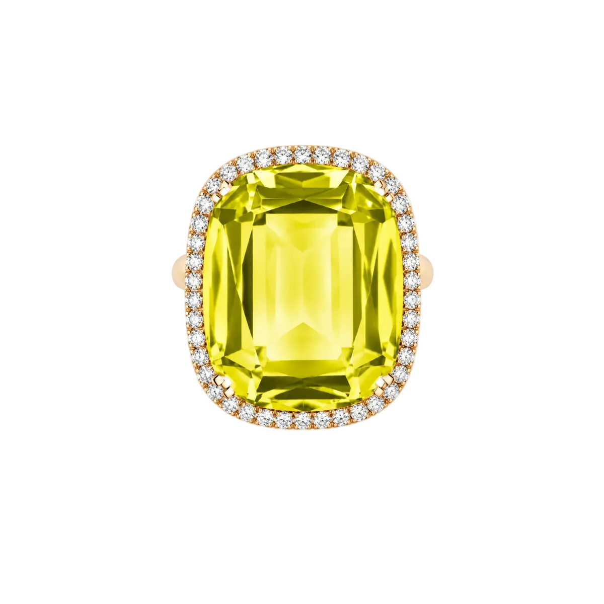Lemon Quartz & Diamond Ring