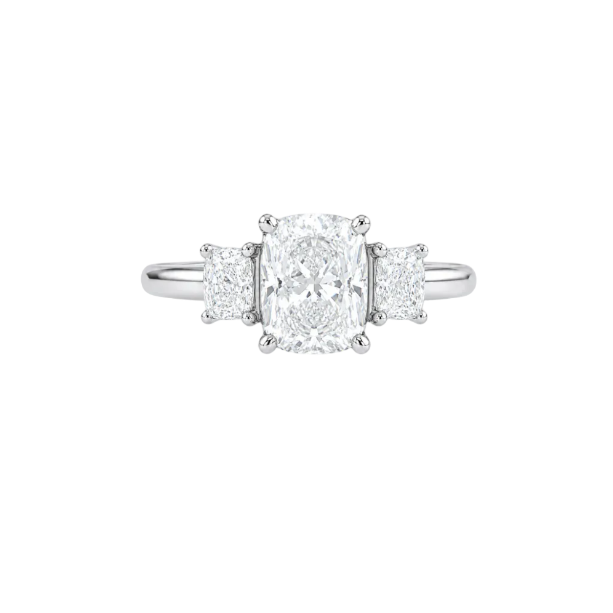 Elongated Cushion 3-Stone Engagement Ring