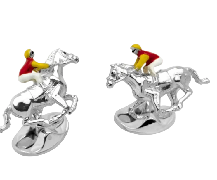 Red and Yellow Horse & Jockey Cufflinks
